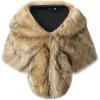 imageCaracilia Faux Fur Shawl Wrap Stole Shrug Winter Bridal Wedding Cover UpFox Brown  Black