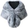 imageCaracilia Faux Fur Shawl Wrap Stole Shrug Winter Bridal Wedding Cover UpFox Grey  Black