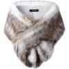 imageCaracilia Women Luxury Faux Fur Coat Jackets Wrap Cape Shawl for Wedding PartyFox White Brown