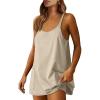 imageCaracilia Womens Summer Athletic Mini Dress Casual Sleeveless Built in Shapewear Romper Short Sundress Tennis Workout OutfitsLight Yellow