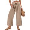 imageCaracilia Womens Wide Leg Palazzo Pants Cropped High Waisted 2026 Summer Casual Loose Lounge Flowy Travel Work TrousersYellow Khaki