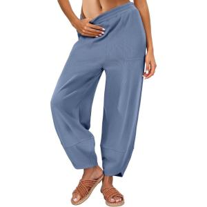 Caracilia Womens Barrel Wide Leg Sweatpants Casual Elastic Waist Comfy 2026 Fall Vacation Travel Lounge Pants(Blue)