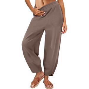 Caracilia Womens Barrel Wide Leg Sweatpants Casual Elastic Waist Comfy 2026 Fall Vacation Travel Lounge Pants(Coffee)