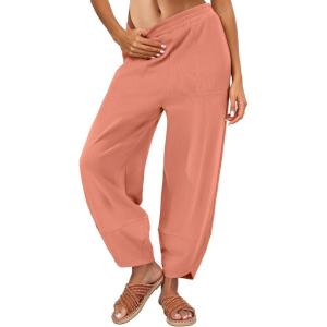 Caracilia Womens Barrel Wide Leg Sweatpants Casual Elastic Waist Comfy 2026 Fall Vacation Travel Lounge Pants(Orange)