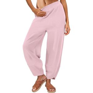 Caracilia Womens Barrel Wide Leg Sweatpants Casual Elastic Waist Comfy 2026 Fall Vacation Travel Lounge Pants(Pink)