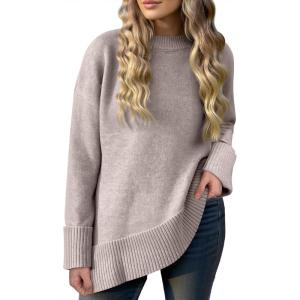 Caracilia Women’s Oversized Sweaters 2025 Fall Long Sleeve Loose Knit Casual Chunky Pullover Sweater(Bright Camel)