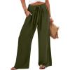 imageCaracilia Wide Leg Palazzo Pants for Women Summer High Waist Flowy Loose Casual Lounge Trousers Beach Travel Vacation ClothesArmy Green