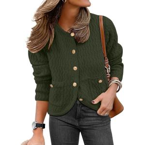 Caracilia Women’s 2025 Fall Cardigan Sweaters Knitted Dressy Casual Jackets Trendy Outfits(Army Green)
