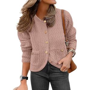Caracilia Women’s 2025 Fall Cardigan Sweaters Knitted Dressy Casual Jackets Trendy Outfits(Camel Peach Brown)