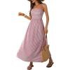 imageCaracilia Womens Maxi Dresses Gingham Spaghetti Strap Back Smocked Flowy Long Sundress Summer Beach Vacation Clothes 2026Red White Stripe