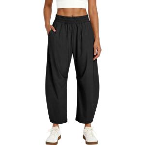 Caracilia Womens Barrel Wide Leg Hiking Pants High Waisted Baggy Summer Quick Dry Athletic Trousers with Pockets 2026(Black)