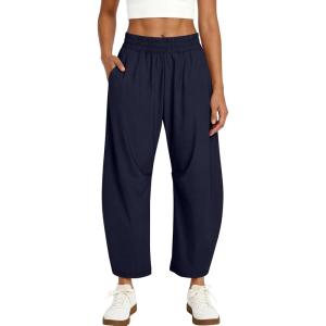 Caracilia Womens Barrel Wide Leg Hiking Pants High Waisted Baggy Summer Quick Dry Athletic Trousers with Pockets 2026(Navy)