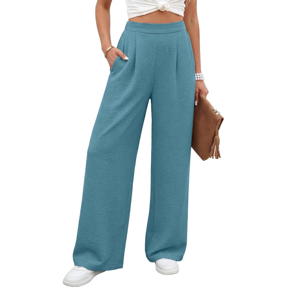 imageCaracilia Women Wide Leg Pants 2026 Summer High Waisted Business Casual Work Dress Pants Palazzo Slacks Trousers OutfitsLake