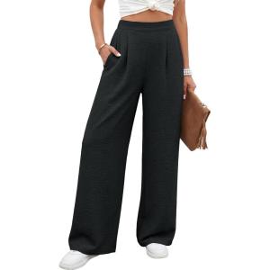 Caracilia Women Wide Leg Pants 2026 Summer High Waisted Business Casual Work Dress Pants Palazzo Slacks Trousers Outfits(Black)