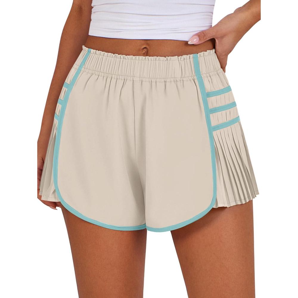imageCaracilia Pleated Shorts for WomenWalking Running Shortsfor Sporty Gym TennisLightweight amp Breathable Pickle Ball OutfitsApricot