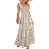 image:imageCaracilia Womens Summer Maxi Dresses Floral Smocked Sleeveless Ruffle Boho Casual Flowy Aline Beach Vacation Long SundressDiamond Stripe
