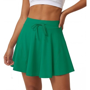 Caracilia Women’s Athletic Tennis Skort, Drawstring High Waisted Built-in Shorts, Casual Skirt for Summer Daily Wear & Sports(Green)